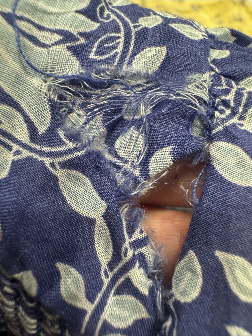 Zara Blue and White Smocked Floral Blouse - Picture 6 of 7